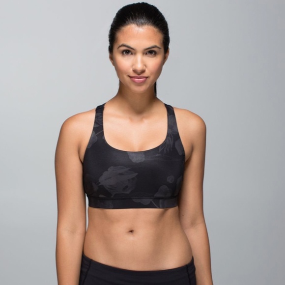 Lululemon Energy Bra Inky Floral Soot Black / Black Size 4 - Picture 1 of 7
